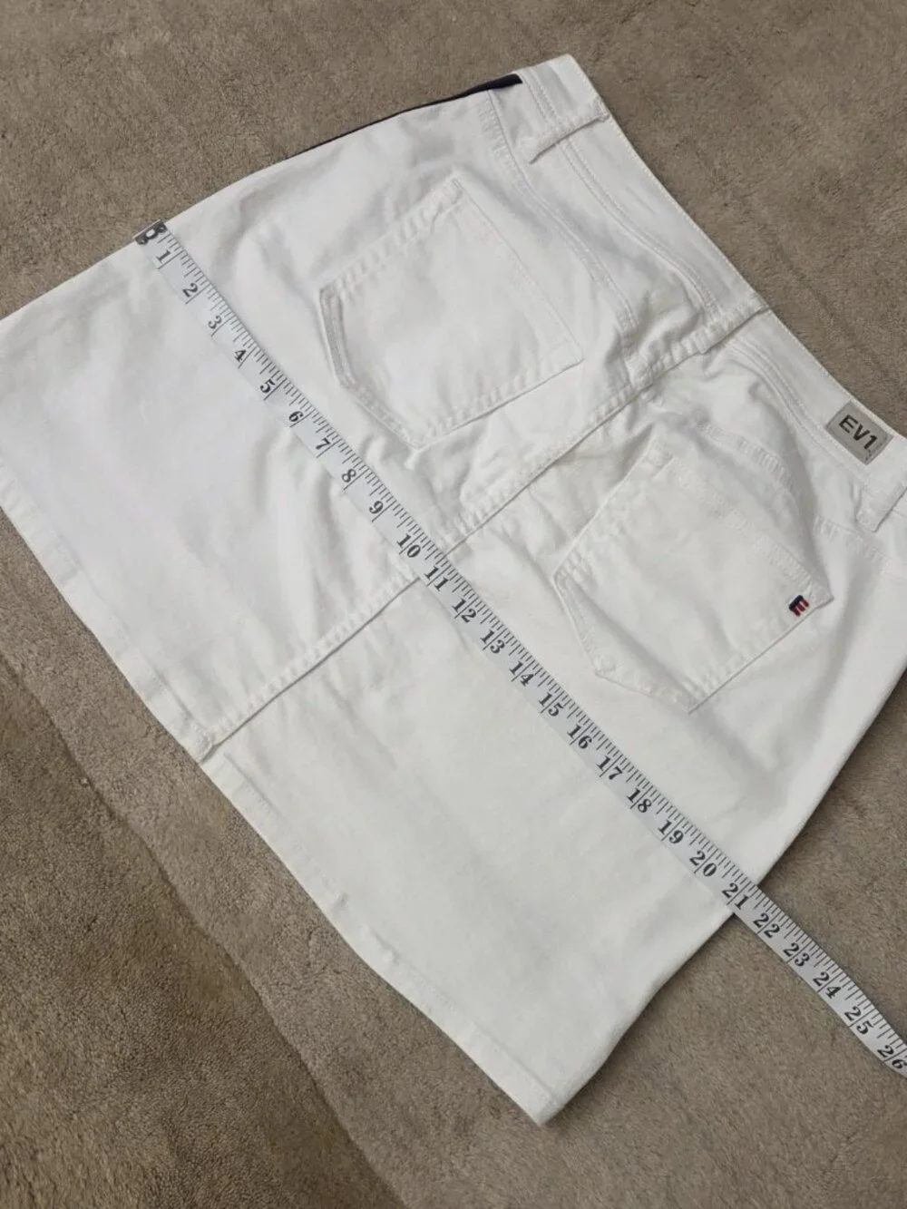 Ev1 sz 6-8 White Alex Laxed Vintage Denim Jean Skirt Stretch Cotton Blend Stripe